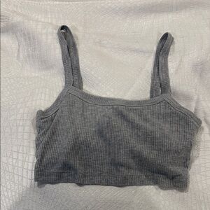 ALO Yoga Light Gray Ribbed Cropped Tank Top